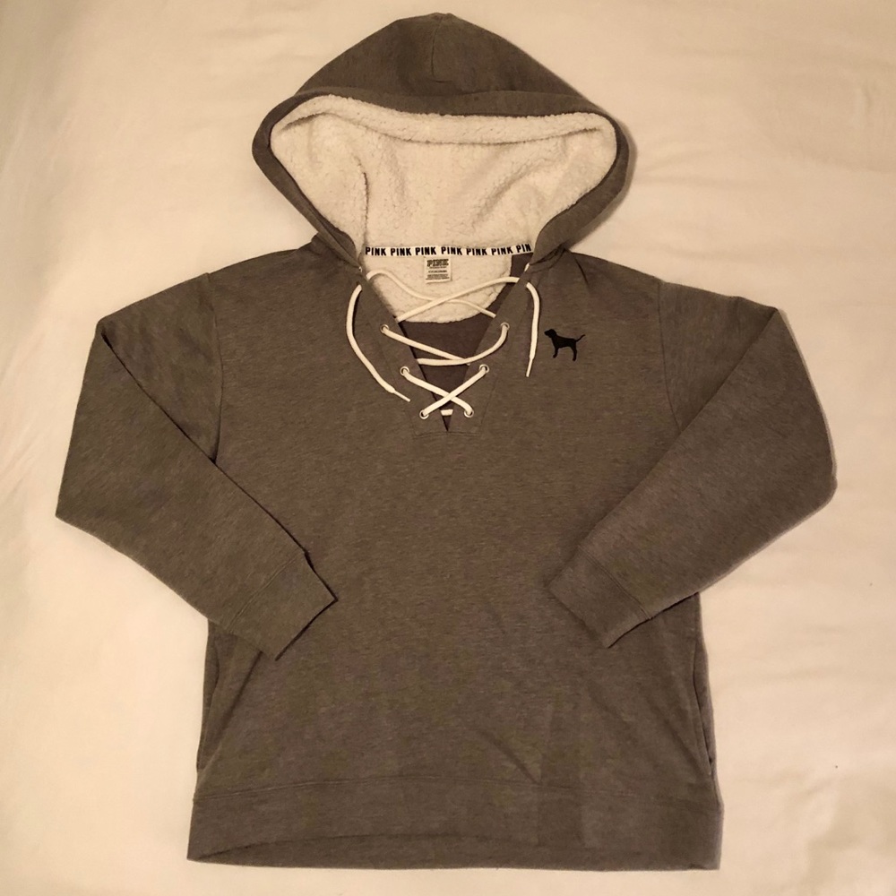 gray PINK hoodie